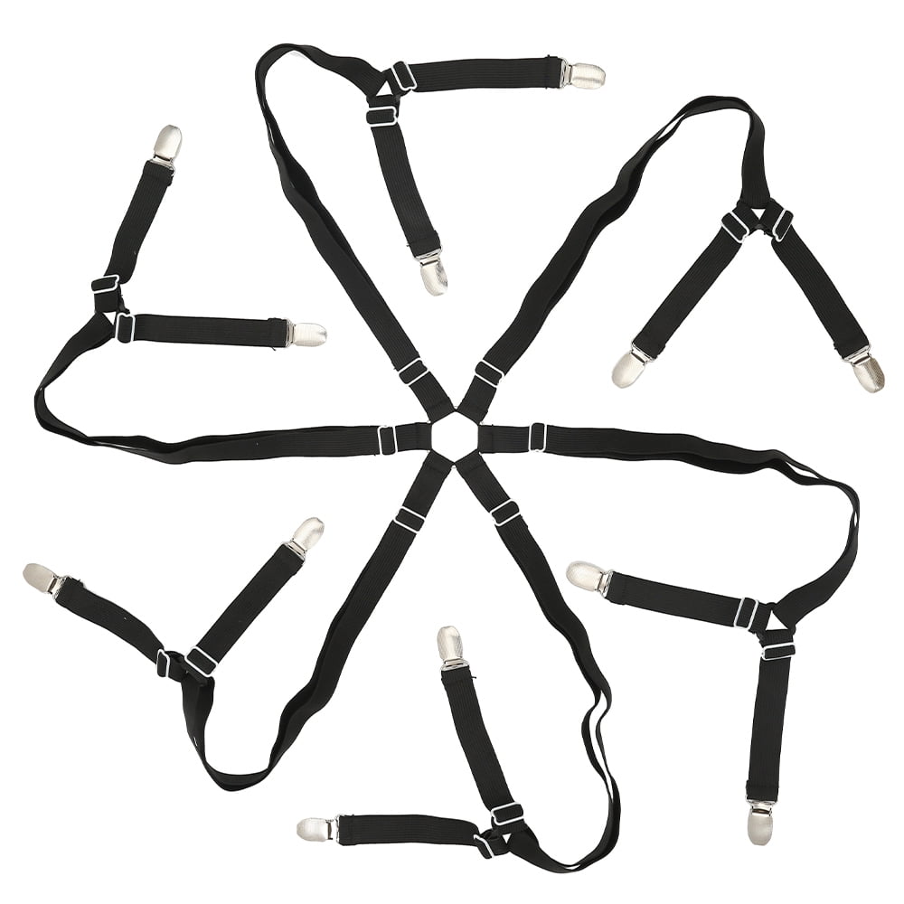 Bed Sheet Holder Straps 12 Clips Fasteners 6 Way Cross Adjustable