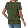 thumbnail image 5 of Enjoytime Shirts for Women Trendy Round Neck Hollow Lace 3/4 Sleeve Tops Solid Color Travel Business Casual Blouse, 5 of 6