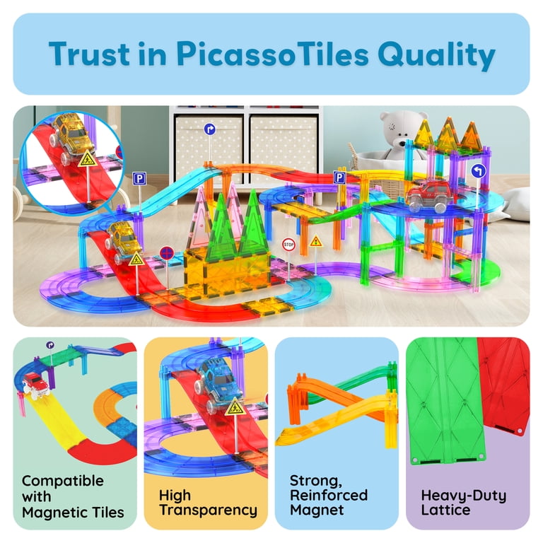 PicassoTiles Magnetic Race Track Expansion Set, 6 Pieces photo 3