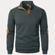 thumbnail image 3 of pstuiky mangas largas para hombre, Suéter de hombre con botones, color liso, cuello alto, mangas largas y cuadrados pequeños salir tops xl, 3 of 4