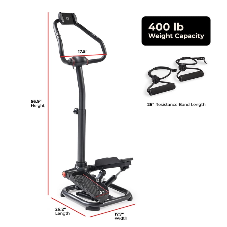 Sunny Health & Fitness Stepper With Handlebar, Resistance Bands photo 8