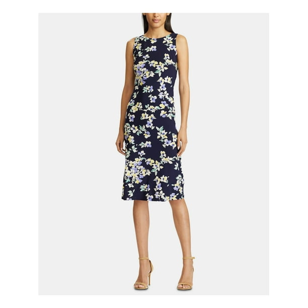 American Living - AMERICAN LIVING Womens Navy Floral Sleeveless Jewel ...