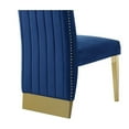 thumbnail image 3 of Navy Blue Tufted Velvet Accent Side Chairs with Gold Chrome Detailing (Set of 2), 3 of 4