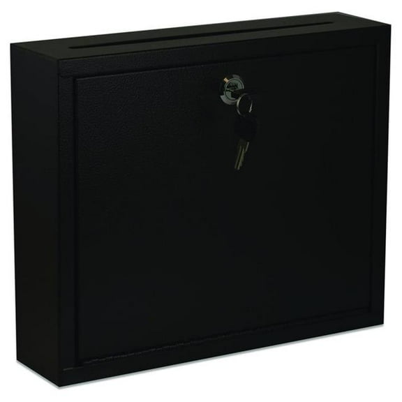 AdirOffice ALHI63103BLK Large Size Steel Multi-Purpose Secure Drop Box, 12 x 3 x 10 in., Black