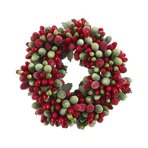 Anillo para velas RAZ Imports, bayas escarchadas rojas y verdes, 16,5 cm