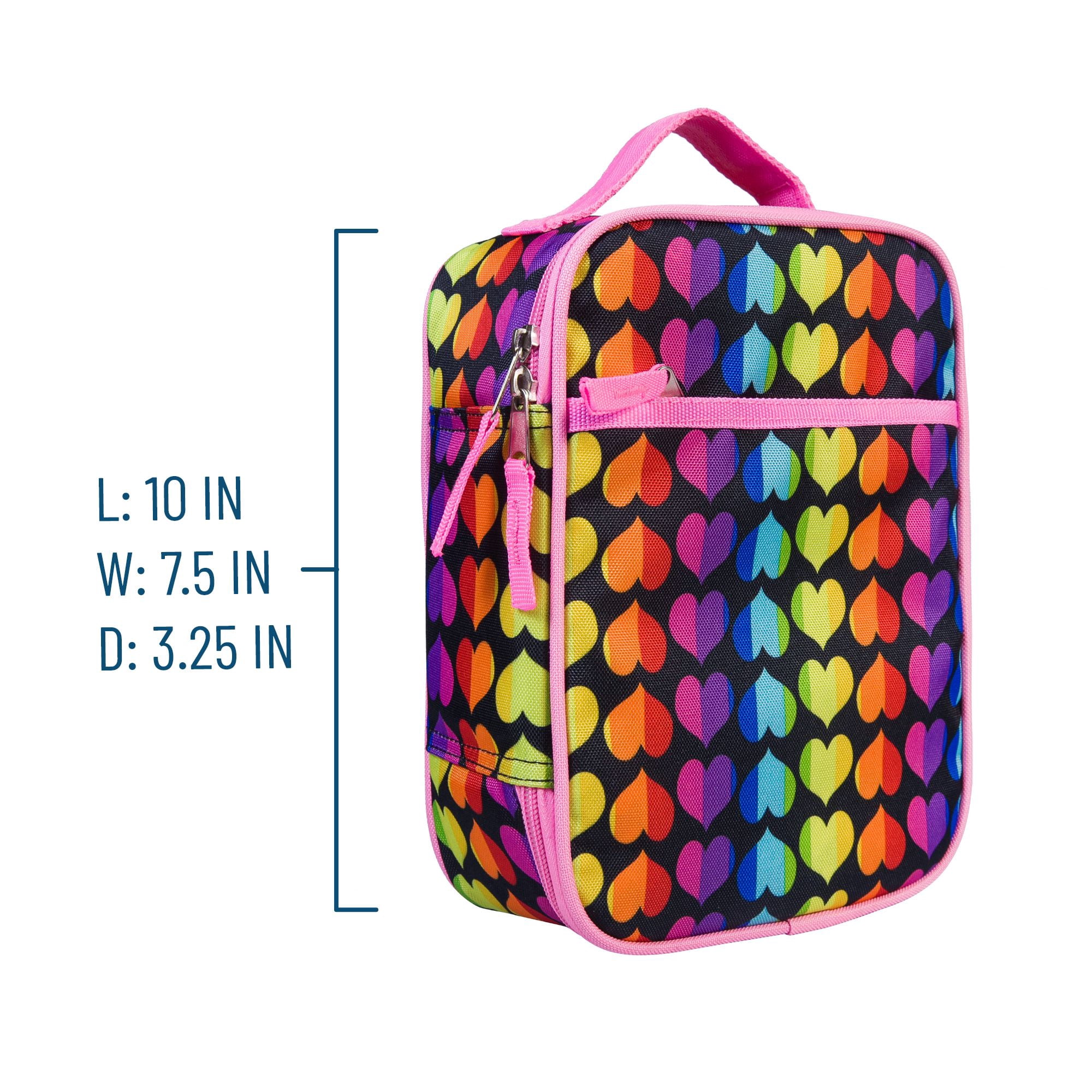Wildkin Kids Recycled Eco Lunch Bag for Boys and Girls (Rainbow Hearts)