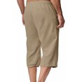 thumbnail image 4 of Pantalones de Lino Casual Suelto Cortado, Color Sólido Cordón Mezcla de Algodón para el Uso Diario, 4 of 8
