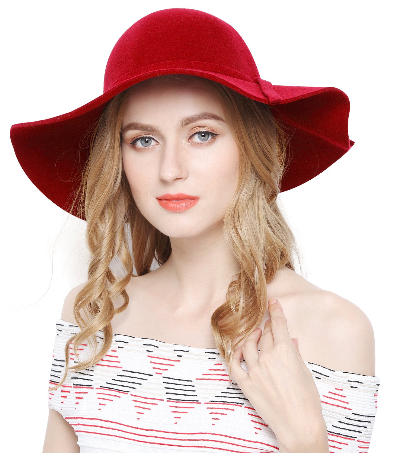 Wool Wide Brim Cloche Fedora Hat Lady 