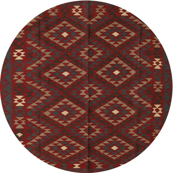 Ahgly Company Indoor Round Traditional Red Southwestern Area Rugs, 4' Round