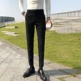 thumbnail image 3 of Pantalones de traje masculino elásticos de sastrería social con trenzas Pantalones de verano para hombre drapeados rectos fluidos ajustados elásticos de negocios elegantes, 3 of 5