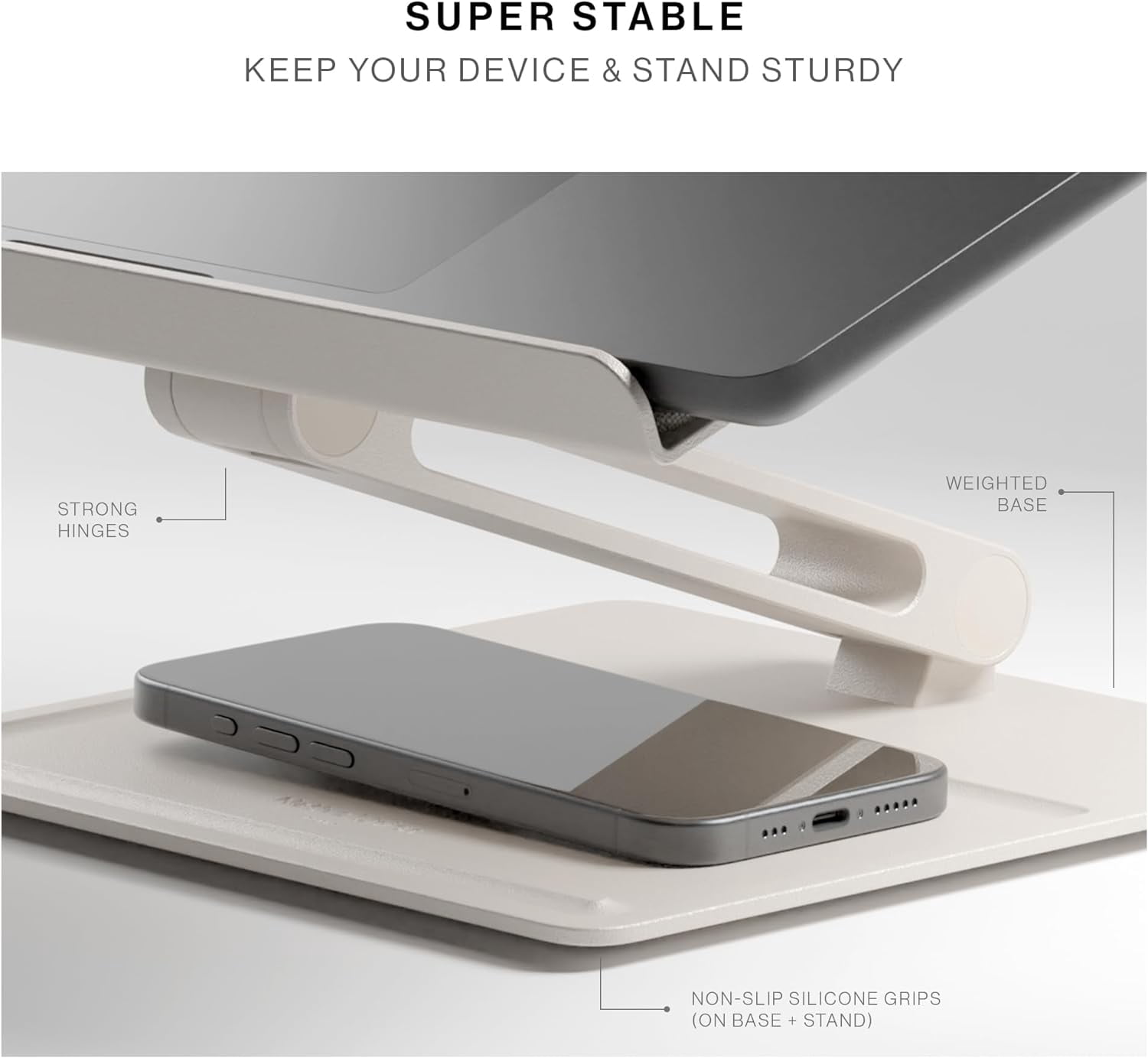 Native Union Desk Laptop Stand – Height Adjustable Ergonomic Computer Stand – up to 5kg (Sandstone)