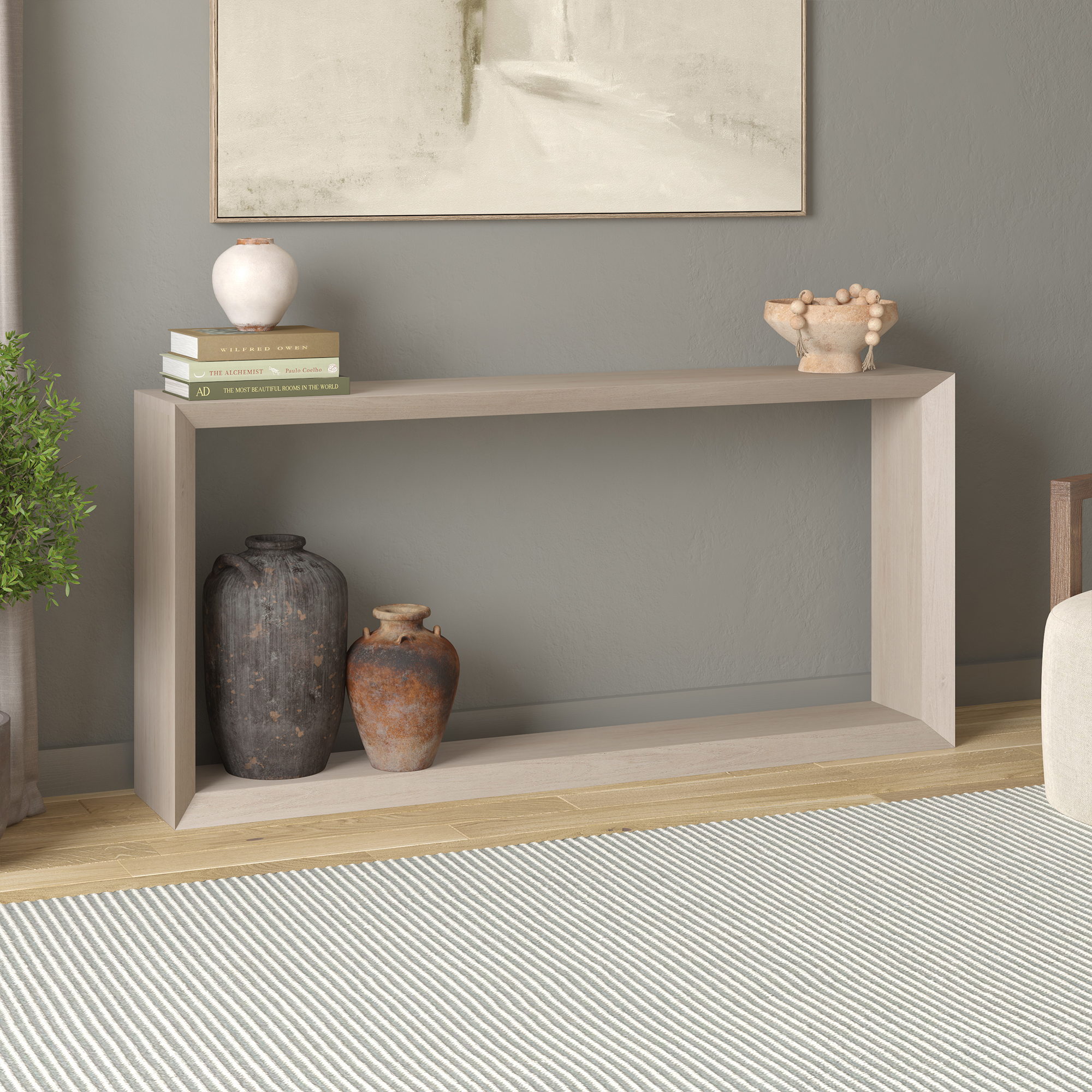 Evelyn&Zoe Modern Farmhouse 64" Wide Alder White Console Table