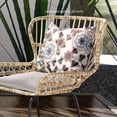 thumbnail image 3 of Glory of Flowers Peacock Indoor/Outdoor Fabric Pillow Zip-Off White Blue 16", 3 of 5