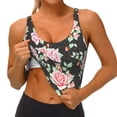 thumbnail image 4 of Haiem Rose Flowers Pattern Womens Sports Bra - U Neck Padded Low Impact Yoga Bra Workout Crop Top Gym Moisture-Wicking Workout Vest -, 4 of 9