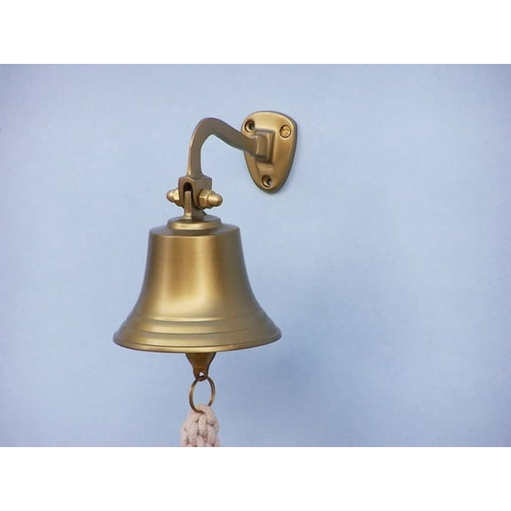 Hampton Nautical 3xglass-101 Antique Brass Hanging Ship's 6" Bell-Nautical Decor, 6 inch