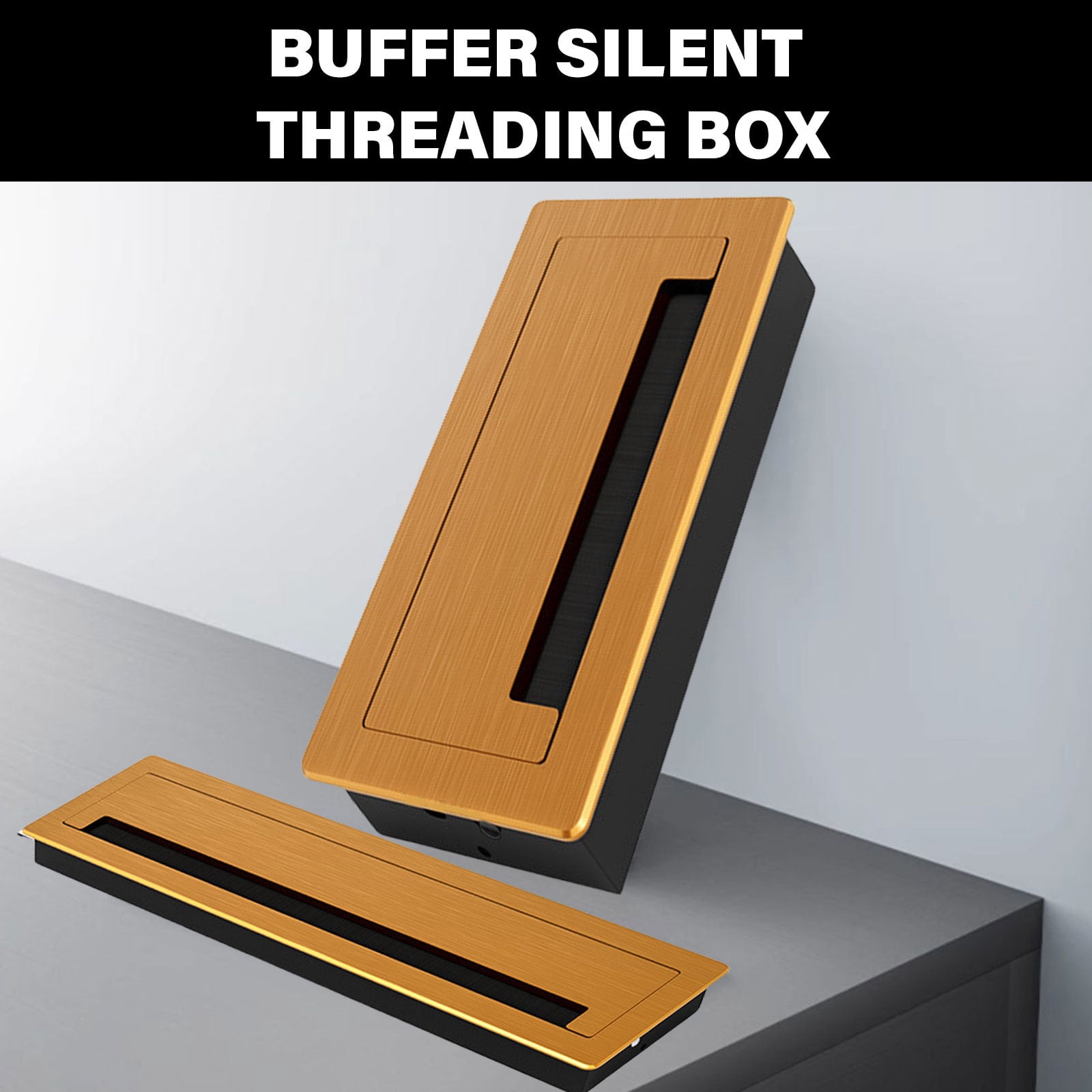 Brushed Aluminum Cable Hole Cover for Desk Rectangle Grommet Thickening Cover for Efficient Cord Management in Offices