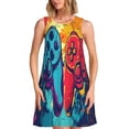 thumbnail image 1 of Xecao Robes d'Été pour Femmes Robes Décontractées de Plage Sans Manches T-Shirt Robe Évasée avec Poches, 1 of 7