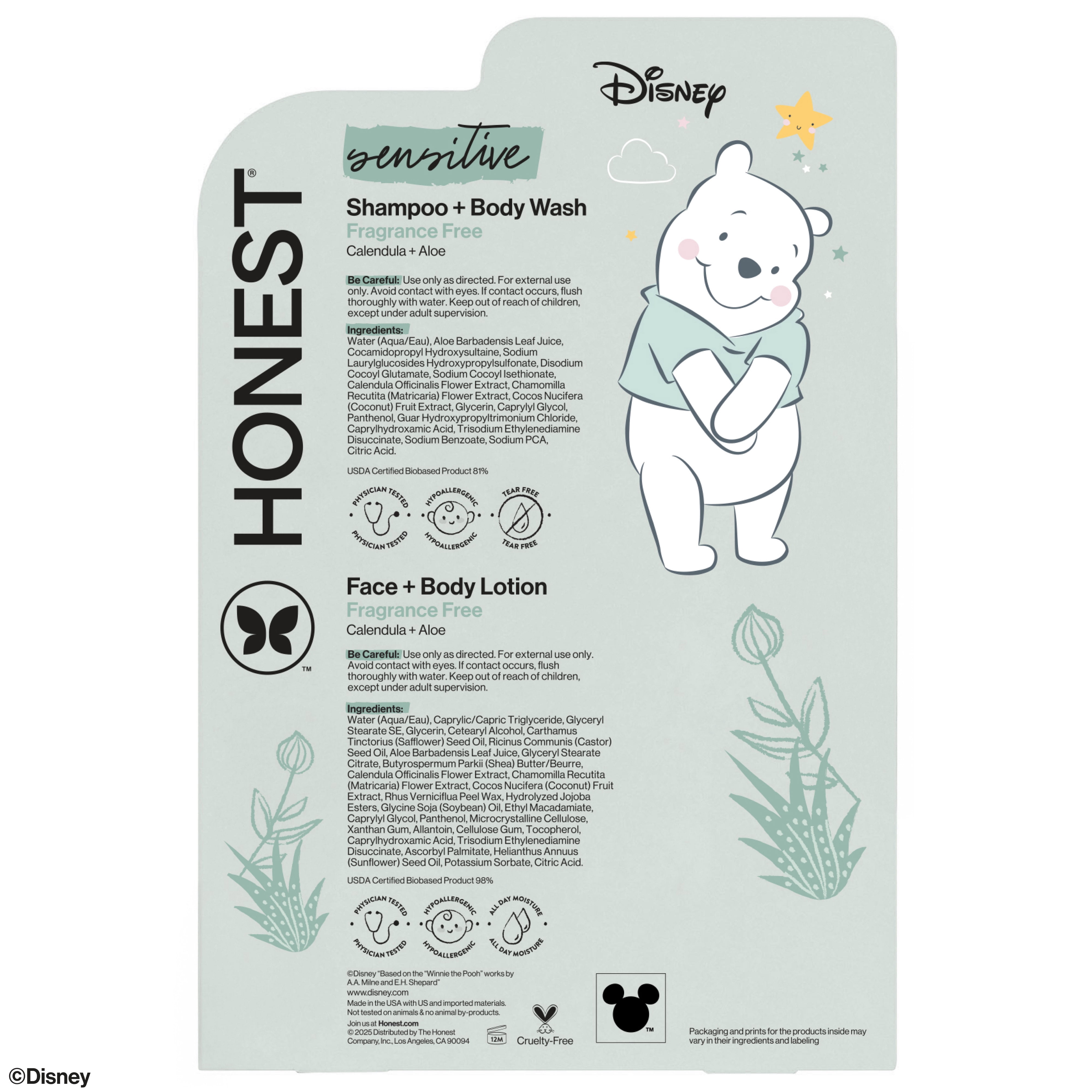 Honest 2-in-1 Cleansing Shampoo + Body Wash and Face + Body Lotion Bundle + Disney Design