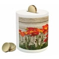 thumbnail image 2 of Rustic Piggy Bank, Close Line of Poppy Petals Field Meadow Summer Holiday Sun Plant Floral Theme, Ceramic Coin Bank Money Box for Cash Saving, 3.6" X 3.2", Orange Brown, by Ambesonne, 2 of 4