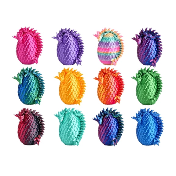 12PACK 3D Printed Dragon Eggs, Easter Basket Stuffers for Children and Teens, Unique Easter Toys & Gifts for Boys, Mini Articulated Dragon Toys for Kids.