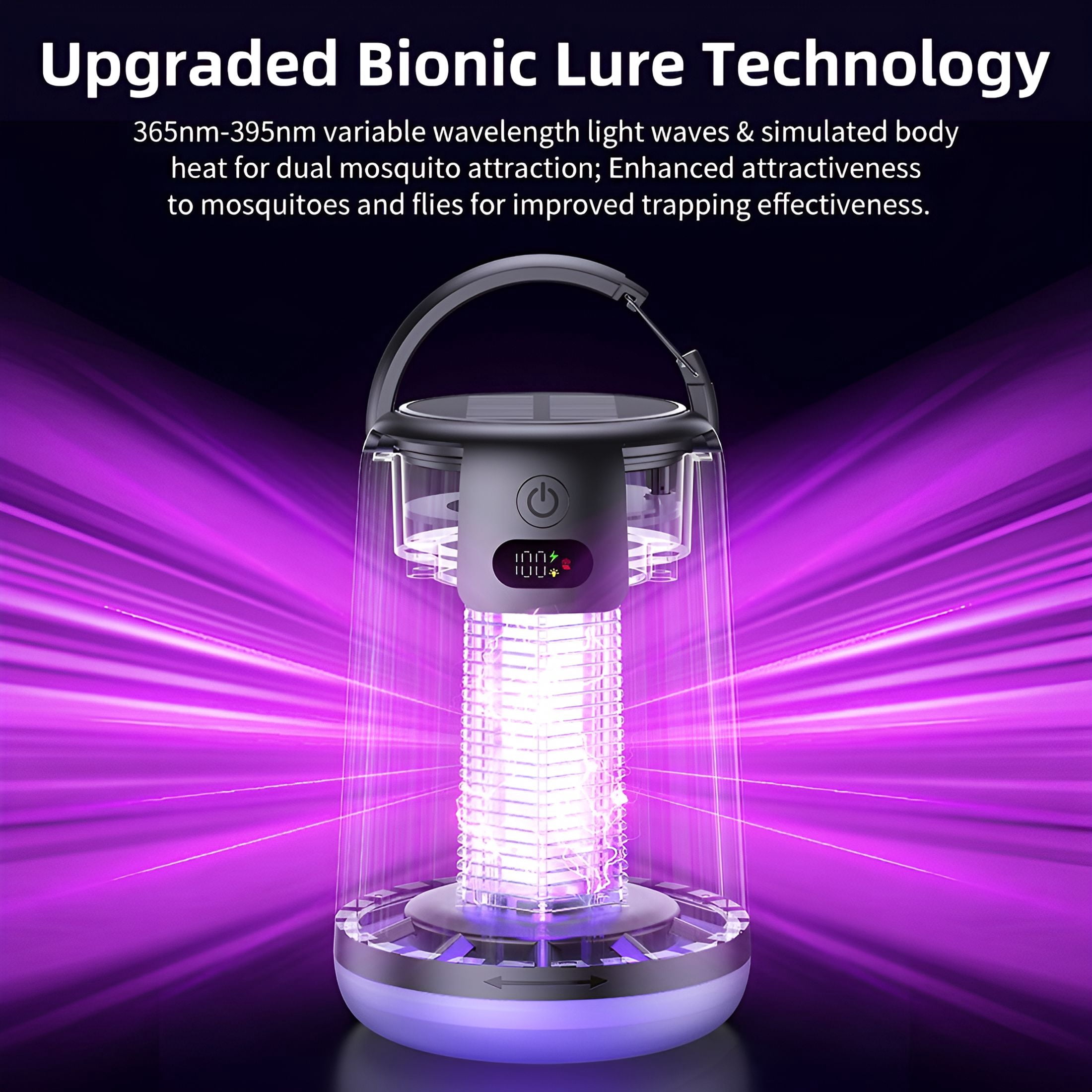 HIBIBUD Solar Bug Zapper with Dual Charging,Electric Mosquito Killer Led Lantern,Portable Indoor \U0026 Outdoor Insect Trap for Home,Patio,Garden Camping