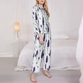 thumbnail image 3 of Fuzoiu Lavender Flowers Print Women's Long-Sleeved Pajama,Lounge Button Down Nightwear,Womens Notch Collar Pajama Set-Medium, 3 of 7