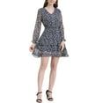 thumbnail image 5 of Allegra K Women's Floral Long Sleeve Elastic Waist Ruffle Hem Dress with Belt, 5 of 6