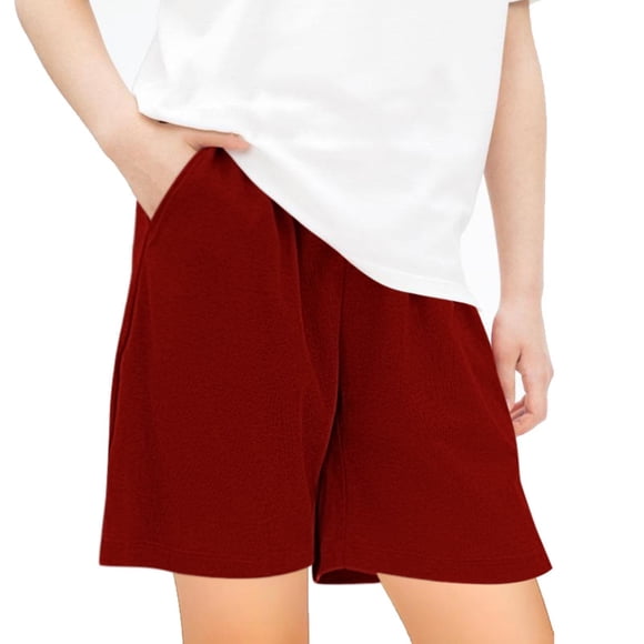 Odeerbi 5-14 Años Niños Niñas Pantalones Cortos de Colores Sólidos de Verano Pantalones Cortos Deportivos Para Entrenar Pantalones Cortos Transpirables Con Bolsillos