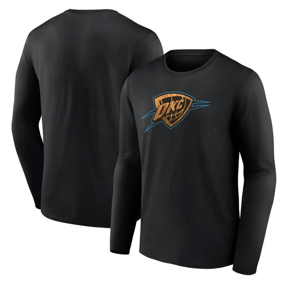 Men's  Black Oklahoma City Thunder Hardwood Long Sleeve T-Shirt