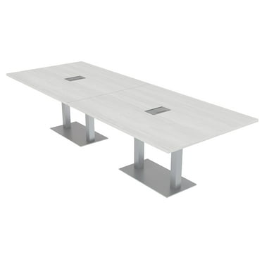 10 Person Modular Rectangle Conference Table Metal Bases Power Modules