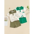 thumbnail image 4 of Baby Kids Boys Shorts Set, Short Sleeve Printed Shirt with Elastic Waist Shorts Toddler Set Summer Outfit, 4 of 10