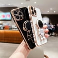 thumbnail image 4 of Electroplated Astronaut Stand Phone Case, Hidden Stand, Free Your Hands, Side Love, for iPhone 15 14 13 12 11 Pro Max Mini XS XR X 7 8 6 SE Phone Case (White,iPhone Xs), 4 of 8