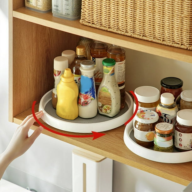 Organizador giratorio para almacenamiento de cocina | Lazy Susan giratorio 360° para gabinete, despensa, refrigerador | Bandeja giratoria para especias, condimentos, botellas | Plástico seguro para