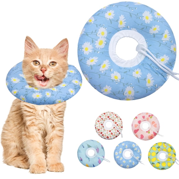 Minzimin 1Pack Cat Cone Collar Soft, Adjustable Cat Recovery Collars Spay Cones to Stop Licking, Cute Donut E Collar After Surgery, Anti-Lick Wound Healing Elizabethan Collar for Kittens