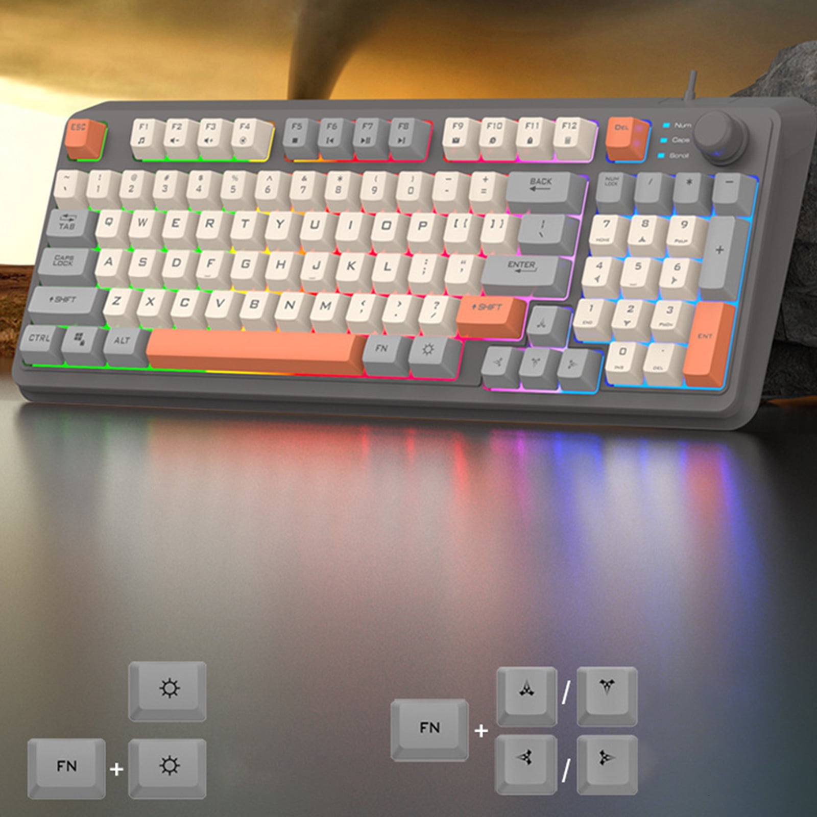 Portable 94 Keys Mechanical Gaming Keyboard Cord Hot Swappable LED Backlit Keycap Mechanical Keyboard for Desktop