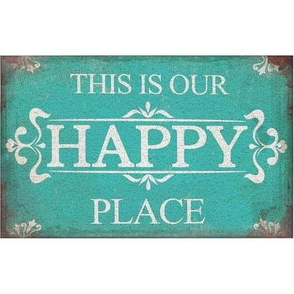 This is Our Happy Place Mats for Front Door Entry Front Porch Doormat Non-Slip Carpet Rugs Floor Mat Decorative for Home Bathroom Kitchen Indoor 16x24 Inch