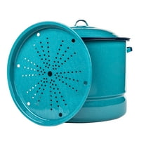 Cinsa 34-Quart Enamel on Steel Steamer Pot with Lid & Trivet, Blue