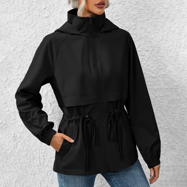 Chaquetas y abrigos casuales de manga larga con capucha para mujer, moda de invierno, informal, de color liso, de manga larga con capucha, ropa deportiva para exteriores, chaqueta cortavientos, abrigo