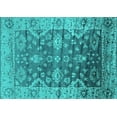 thumbnail image 1 of Ahgly Company Machine Washable Indoor Rectangle Oriental Turquoise Blue Industrial Area Rugs, 3' x 5', 1 of 4