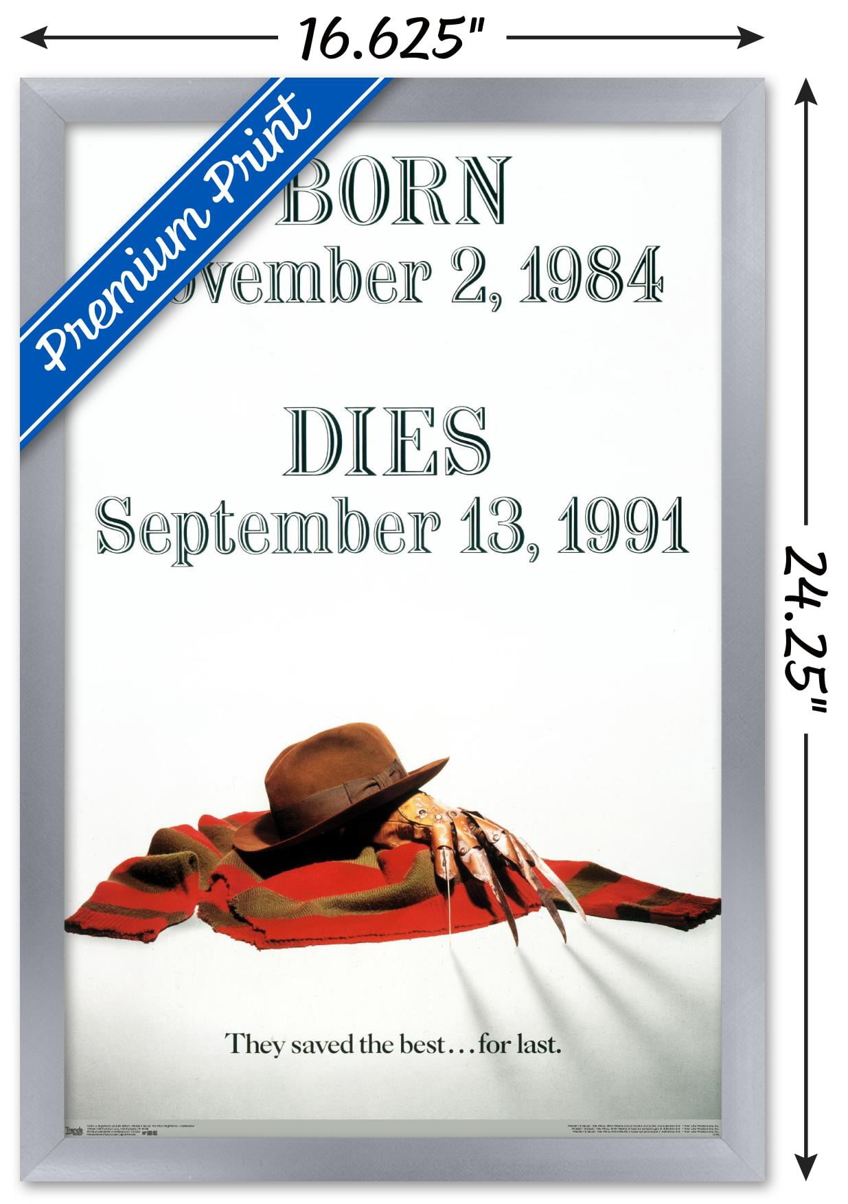Nightmare On Elm St: Freddy's Dead: - Tombstone Wall Poster, 14.725" x 22.375", Framed