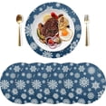 thumbnail image 3 of GZHJMY Christmas Snowflakes Round Placemats Non-Slip Washable Polyester Table Mats Set of 6 Heat Resistant Placemats for Kitchen Dining Table Decoration, 3 of 7