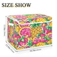 thumbnail image 3 of WOBOGO A Vibrant Summer Pattern with Colorful Fruits Large Collapsible Storage Box Flip Lid Fabric Decorative Organizer Container Basket with Handles 16.5×12.6×11.8in, 3 of 7