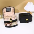 thumbnail image 2 of Travel Jewelry Organizer Box - Lockable PU Leather Case with Curved Design & Carry Handle (20x15cm), 2 of 6