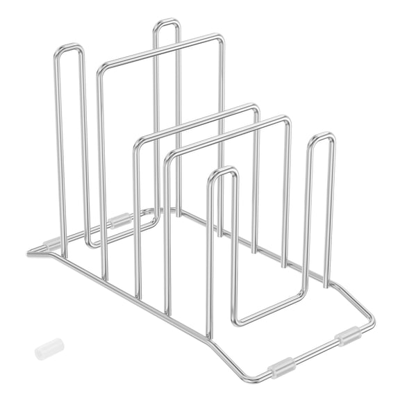 Pot Lid Organizer and Cutting Board Holder Stainless Steel Kitchen Storage Rack for Lids and Boards, Space-Saving Cooling Rack Organizer for Countertop and Cabinet