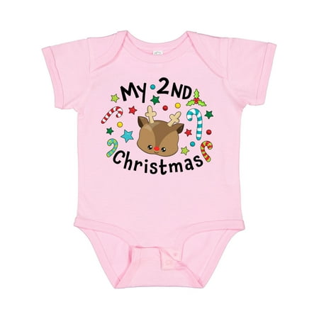 

Inktastic My 2nd Christmas Cute Reindeer with Candy Canes Gift Baby Boy or Baby Girl Bodysuit