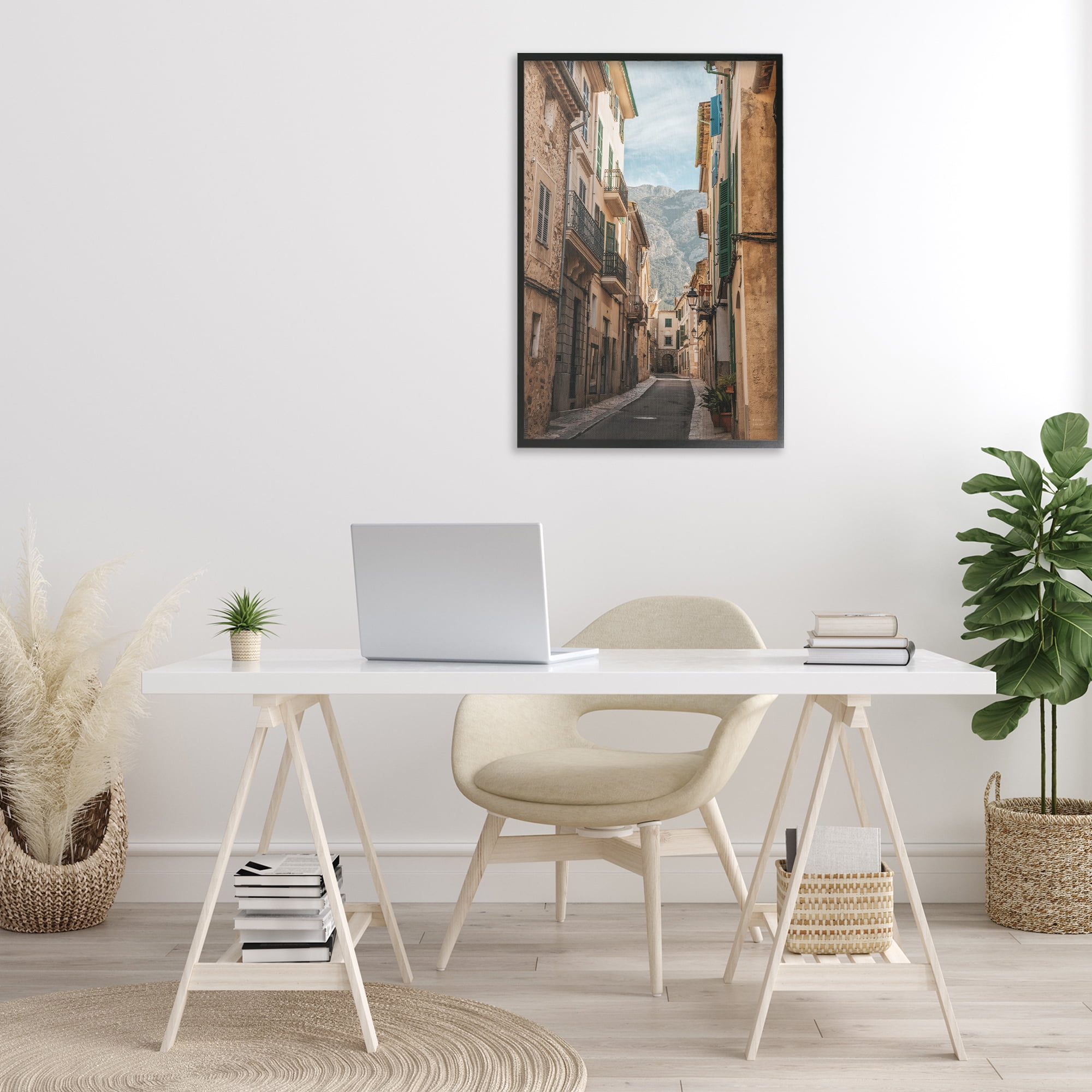 Stupell Industries Spanish Town Street Town & City Photography Black Framed Art Print Wall Art, 20 x 30