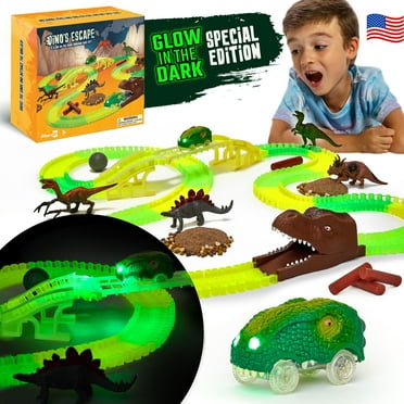 JitteryGit Dinosaur Toys Race Car Track STEM Set | Christmas Gifts For Boys Girls Kids Ages 3 4 5 6 7 8 Years Old