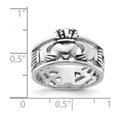 thumbnail image 2 of 925 Sterling Silver Solid Polished Oxidized and Rhodium Irish Claddagh Celtic Trinity Knot Ring Size 6 6.1mm Wide Ring f, 2 of 2