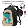 thumbnail image 2 of Easygdp Cool Dino Playing Skateboard Mochila para Laptop de Viaje con Puerto USB, Mochila para Laptop con Puerto de Carga USB para Mujeres y Hombres, 2 of 7