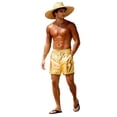 thumbnail image 5 of VBTAPA Men's Shiny Casual Shorts, Hawaiian Beach Swim Trunks, Quick-Dry Athletic Shorts, Elastic Waistband Beachwear Gold XXXXXL, 5 of 5